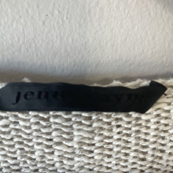 Jenni Kayne Oatmeal Cotton Linen Long Hooded Cardigan Sweater M Knit Designer - Picture 8 of 12